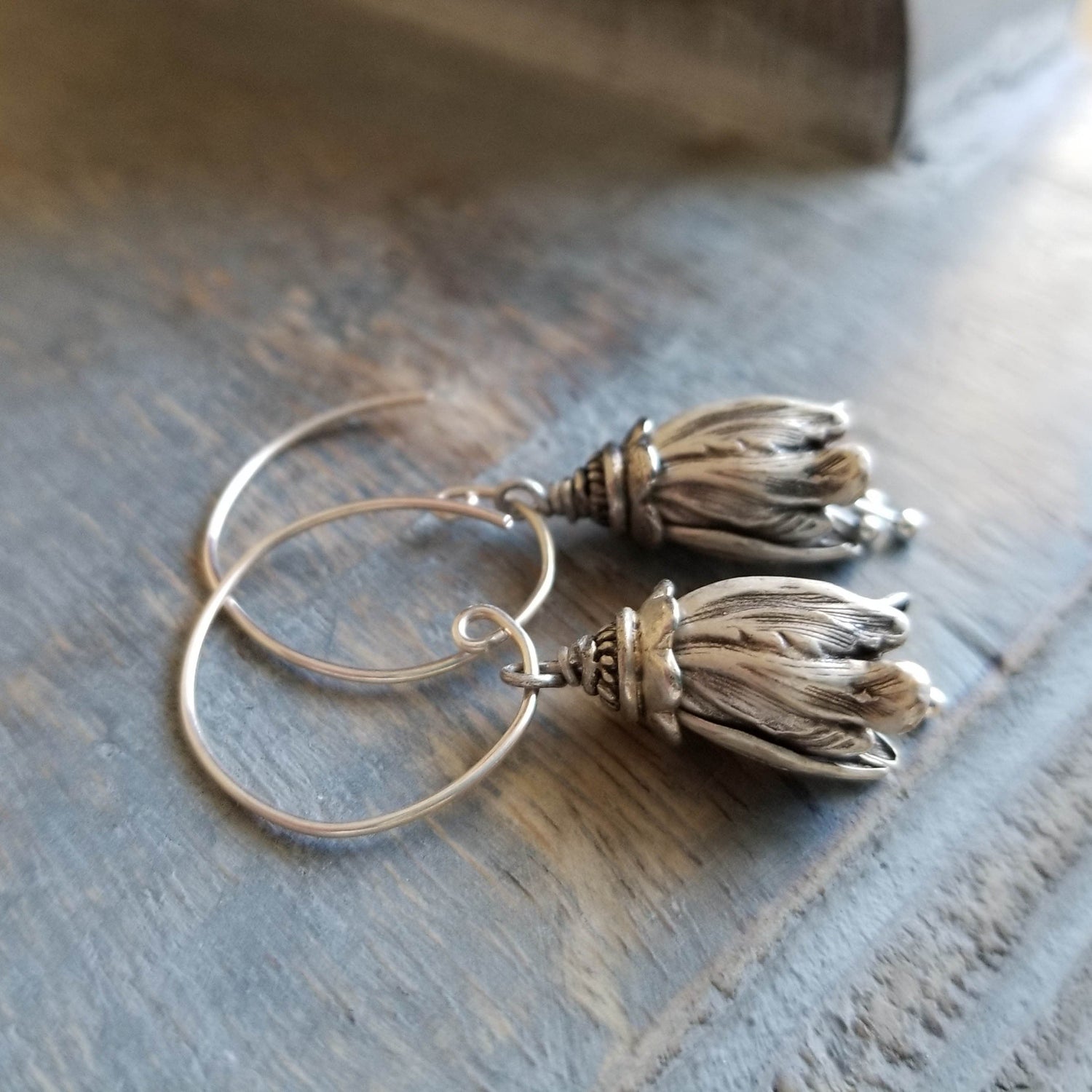 Natural silver earrings