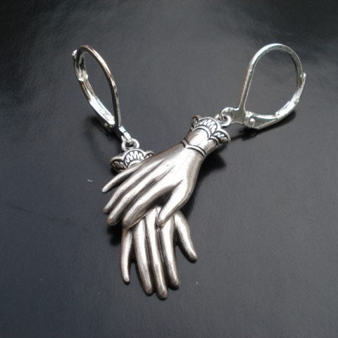 Silver Hand Drop Earrings