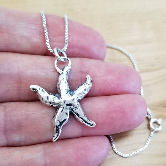 Vintage Silver Starfish Charm Necklace