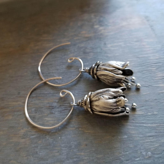 Antique Silver Bell Flower Earrings – Timeless Valentine’s Day Jewelry