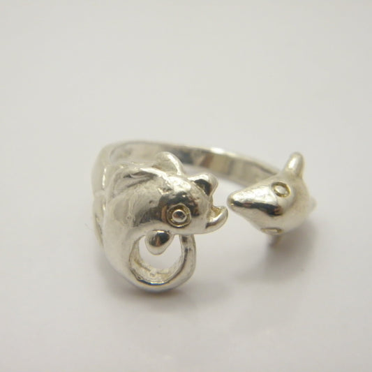 Natural Silver Dolphin Ring