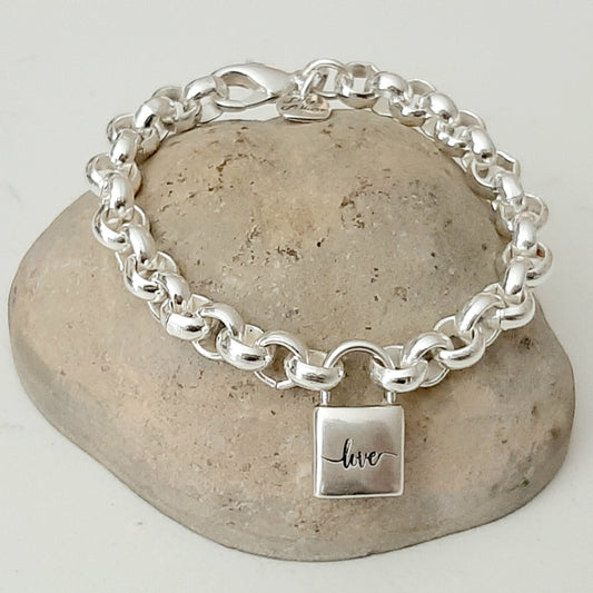 Natural Silver Padlock Bracelet